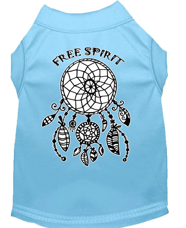 Free Spirit Screen Print Dog Shirt Baby Blue Med